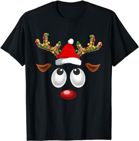 15 Reindeer Santa Hat Christmas Shirt Designs Bundle For Commercial Use Part 4, Reindeer Santa Hat Christmas T-shirt, Reindeer Santa Hat Chr