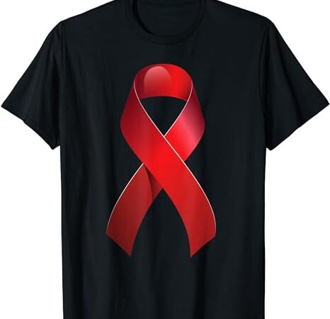 Aids awareness red ribbon hiv support family love t-shirt