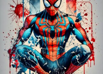 ANDRÉ t-shirt design, Spiderman. watercolor splash, with name “ANDRÉ” PNG File