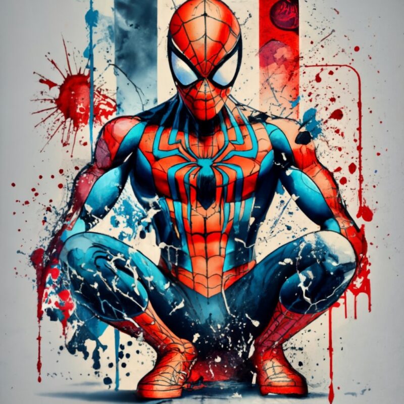 Abdel t-shirt design, Spiderman. watercolor splash, with name “Aurelio” PNG File