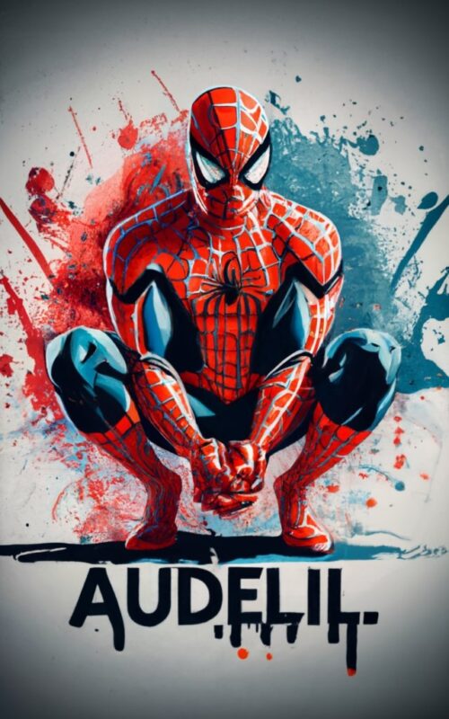 Arelio t-shirt design, Spiderman. watercolor splash, with name “Aurelio” PNG File