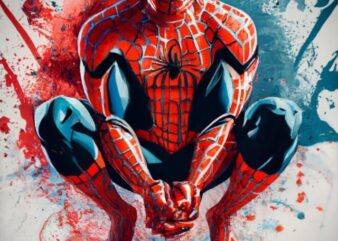 ANDRÉ t-shirt design, Spiderman. watercolor splash, with name “ANDRÉ” PNG File