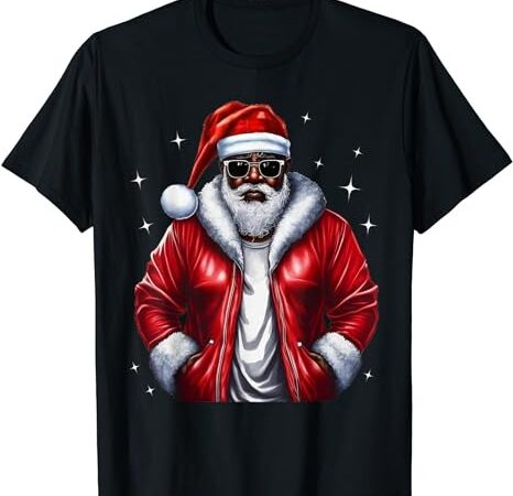 African american santa christmas pajama cool black x-mas t-shirt