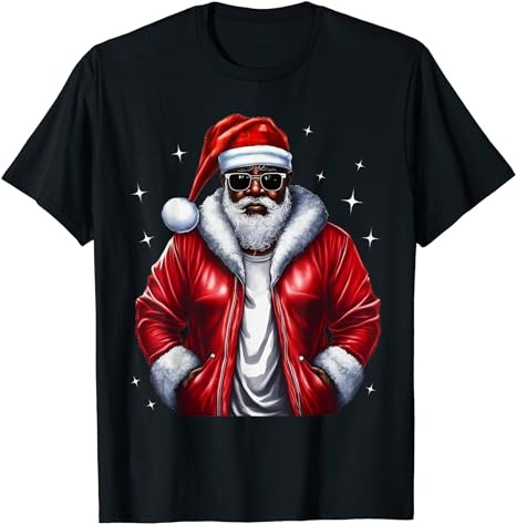 African American Santa Christmas Pajama Cool Black X-Mas T-Shirt