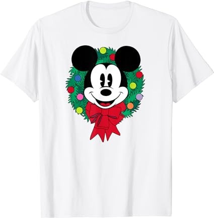 Amazon essentials mickey mouse festive holiday christmas wreath t-shirt