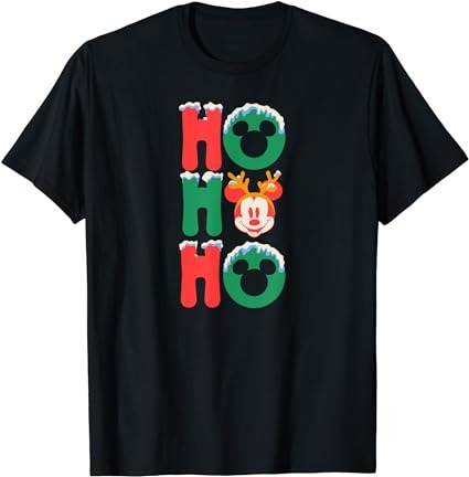 Amazon essentials mickey mouse ho ho ho snowy christmas antlers t-shirt