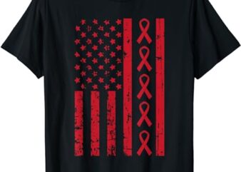 American Flag HIV Aids Brain Aneurysm Stroke Awareness Gifts T-Shirt