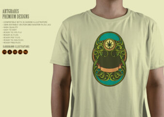 Art Nouveau frame cannabis leaf vintage beauty t shirt vector