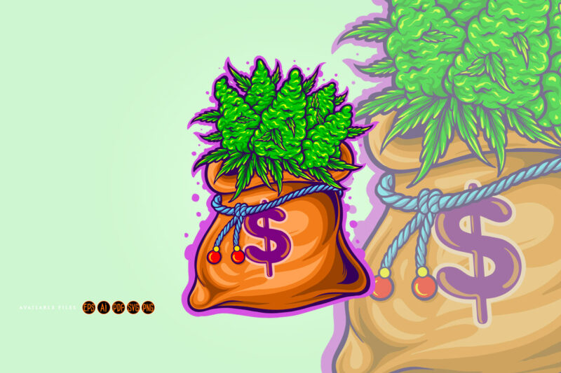 Money grows buds cannabis dollar sack