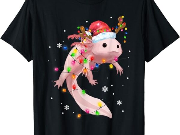Axolotl christmas lights funny santa hat merry christmas t-shirt