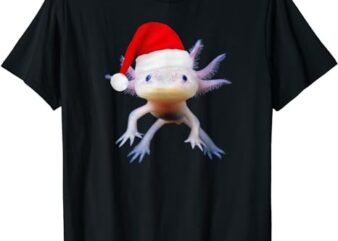 Axolotl Christmas Shirt Gifts Santa Hat Kids Youth Women Men T-Shirt