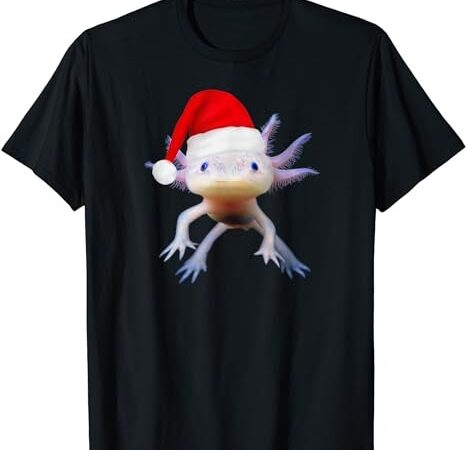 Axolotl christmas shirt gifts santa hat kids youth women men t-shirt