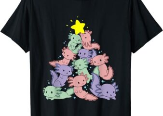 Axolotl Christmas Tree Pajama Cute X-mas Kawaii Animal T-Shirt