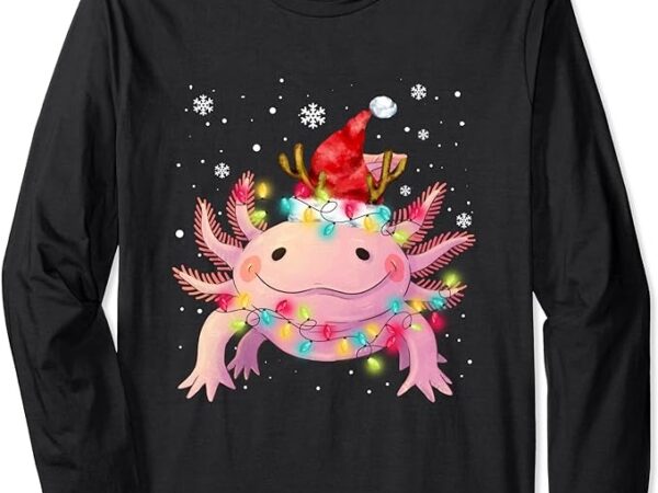 Axolotl lover christmas lights boys girls kids pajamas long sleeve t-shirt