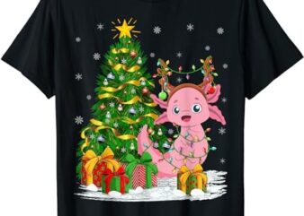 Axolotl Lover Matching Xmas Lighting Axolotl Christmas T-Shirt