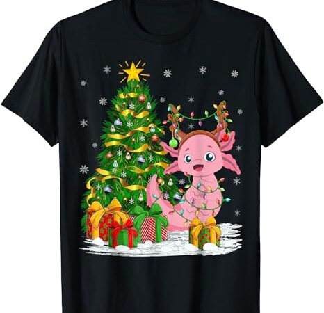 Axolotl lover matching xmas lighting axolotl christmas t-shirt