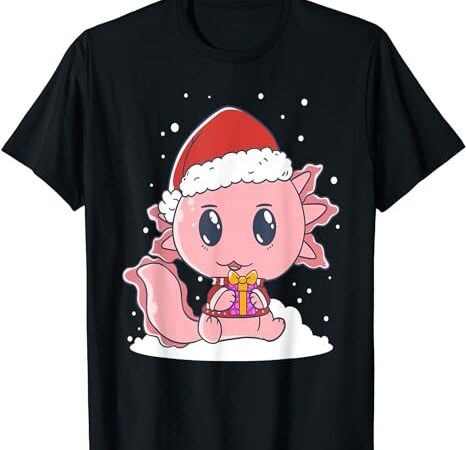 Axolotl santa funny winter holiday funny merry christmas t-shirt