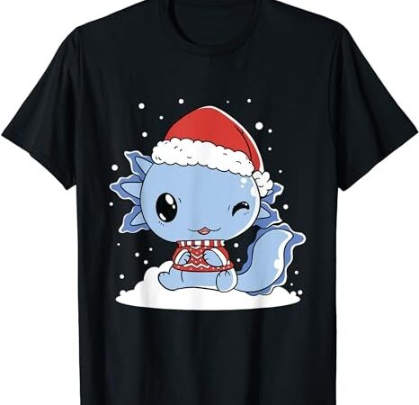 Axolotl santa hat christmas pajama cute animal winter x-mas t-shirt