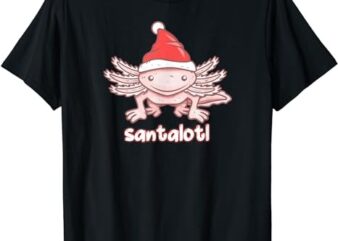 Axolotl Santa Hat Christmas Santalotl Pun Meme Amphibian T-Shirt
