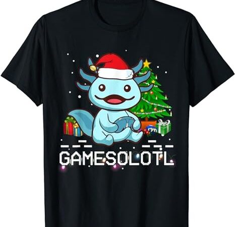 Axolotl-shirt gamesalotl christmas tree cute kid boy toddler t-shirt