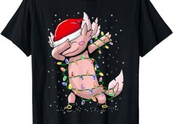 Axolotl dabbing christmas 2023 as kids, boy, girl, family T-Shirt
