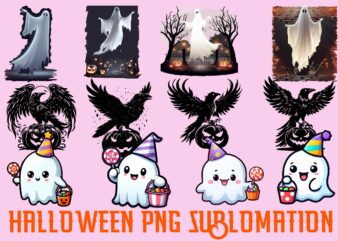 Halloween Boo ,Halloween Crow Sublimation Clipart Bundle
