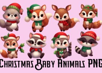 Christmas Baby Animals PNG Sublimation Bundle t shirt vector file