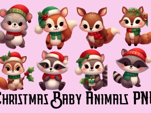 Christmas baby animals png sublimation bundle t shirt vector file