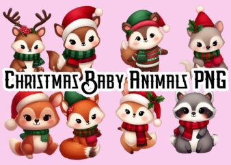 Christmas Baby Animals PNG Sublimation Bundle t shirt vector file