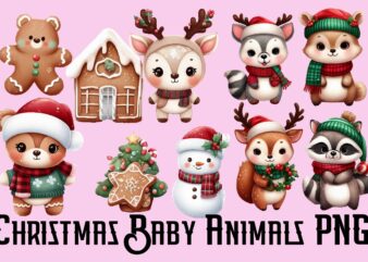 Christmas Baby Animals PNG Sublimation Bundle t shirt vector file