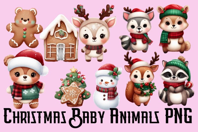Christmas Baby Animals PNG Sublimation Bundle