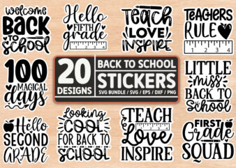 Back to school Stickers SVG Bundle t shirt template