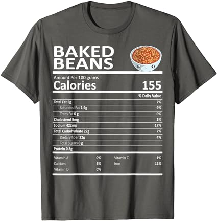 Baked beans nutritional facts thanksgiving x-mas gift cute t-shirt
