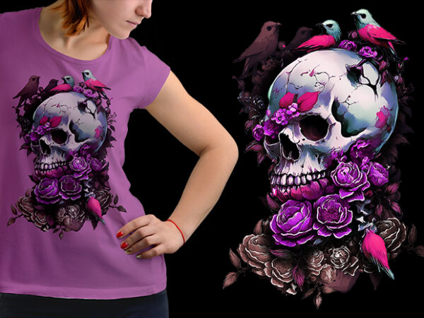 Nature skull T shirt vector artwork