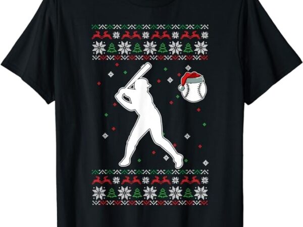 Baseball player christmas cool ugly x-mas pajama boys kids t-shirt