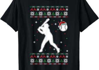 Baseball Player Christmas Cool Ugly X-Mas Pajama Boys Kids T-Shirt