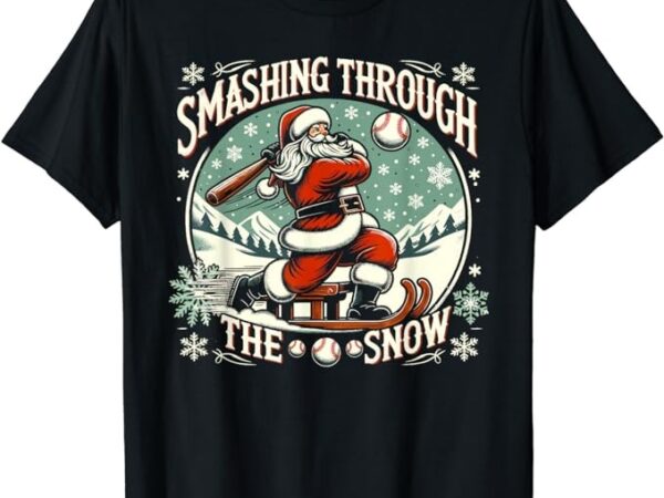 Baseball player christmas santa, smashing through the snow t-shirt png file