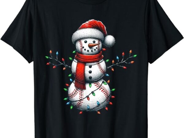 Baseball snowman santa christmas light christmas baseball t-shirt Baseball snowman santa christmas light christmas baseball t-shirt