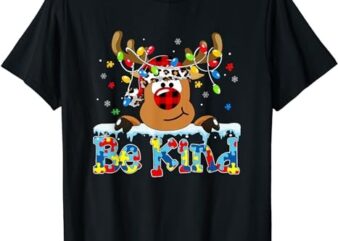 Be Kind Reindeer Red Plaid Puzzle Autism Awareness Christmas T-Shirt