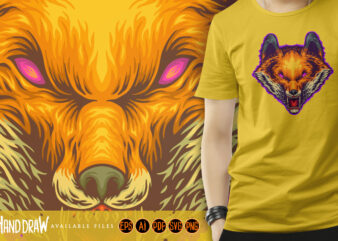 Beastly terror roaring wolf visage t shirt template