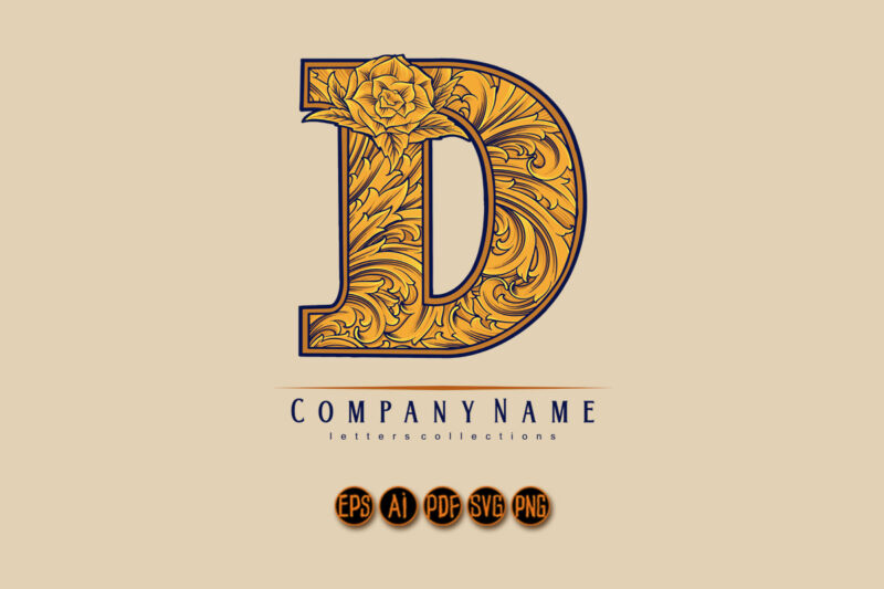 Vintage letter D monogram logo classic style