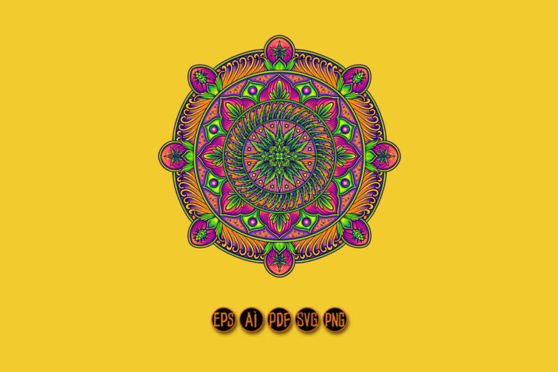 Chic marijuana leaf mandala embellishment