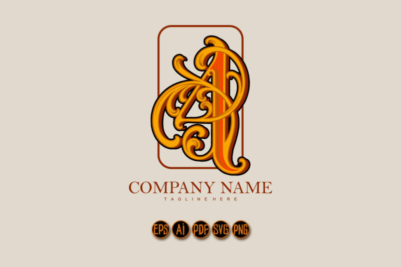 Number four vintage style monogram logo