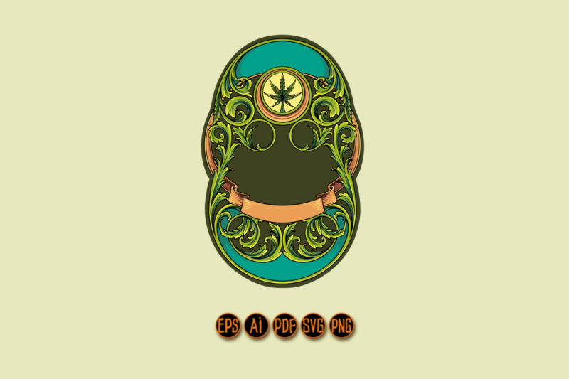 Art Nouveau frame cannabis leaf vintage beauty