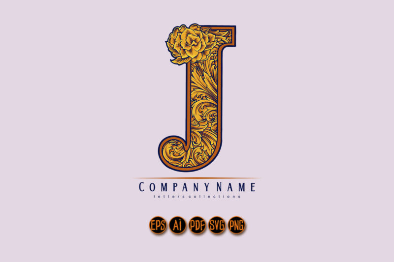 Luxury emblem letter J monogram logo flourish