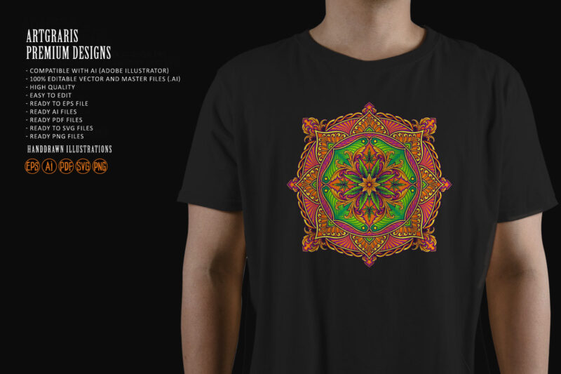 Luxury mandala enriched with weed leaf