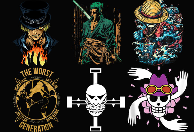 Best selling 25 design anime bundles One Piece straw hat pirates