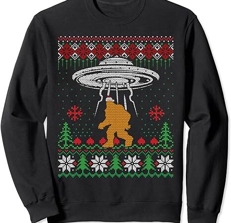 Bigfoot christmas sweater ufo christmas bigfoot sweater ugly sweatshirt