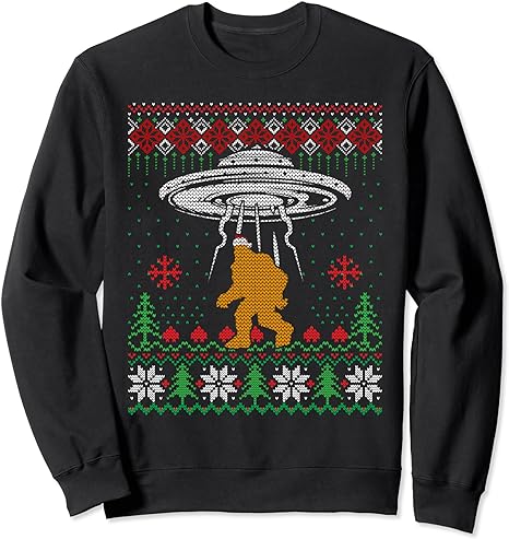 Bigfoot Christmas Sweater ufo christmas Bigfoot Sweater Ugly Sweatshirt