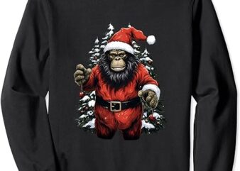 Bigfoot Santa Hat Christmas Tree Winter Snow X-Mas Sweatshirt
